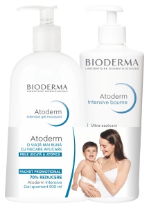 Pachet Balsam Atoderm Intensiv Balsam, 500ml + Gel de spalare Atoderm Intensiv, 500ml - 70% reducere, Bioderma