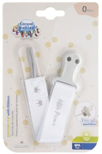 Panglica cu clip pentru suzeta Royal Baby gri, 51/025, Canpol - Img 3