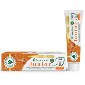 Pasta de dinti GennaDent Junior cu argila si portocale, 80ml, Vivanatura - Img 2