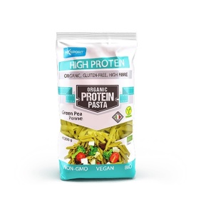 Penne bio din mazare verde fara gluten, cu continut ridicat de proteine, 200g, Max Sport