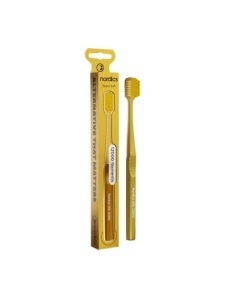 Perie dinti adulti Premium din bambus, 12000, super-moale, auriu, Nordics