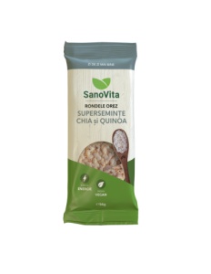 Rondele din orez cu super seminte de chia si quinoa, 56g, Sanovita