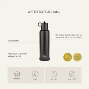 Sticla termos neagra cu pai, 750 ml, Citron - Img 6