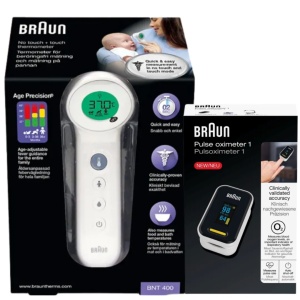 Termometru non contact Age Precision, BNT400 + Pulsoximetru YK-81 Cadou, Braun