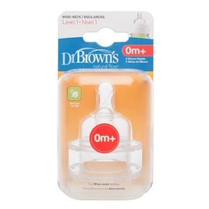 Tetina din silicon cu gat larg, nivel 1, 0luni+, 352, 2 bucati, Dr. Browns