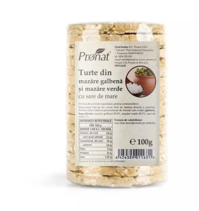 Turte din mazare galbena si verde cu sare de mare, 100g, Pronat
