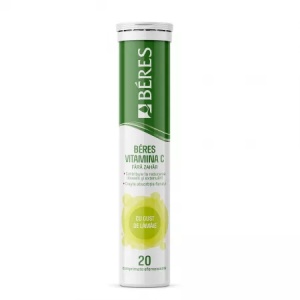 Vitamina C 60mg cu aroma de lamaie fara zahar, 20 comprimate efervescente, Beres