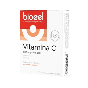 Vitamina C cu propolis 600mg, 30 comprimate masticabile, Bioeel