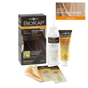 Vopsea permanenta pentru par Nutricolor, nuanta Golden Extra Light Blond 10.0, 140 ml, Biokap