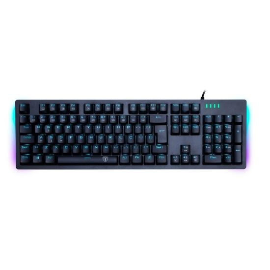 Tastatura gaming mecanica T-Dagger Bermuda neagra iluminare Ice-Blue switch-uri albastre
