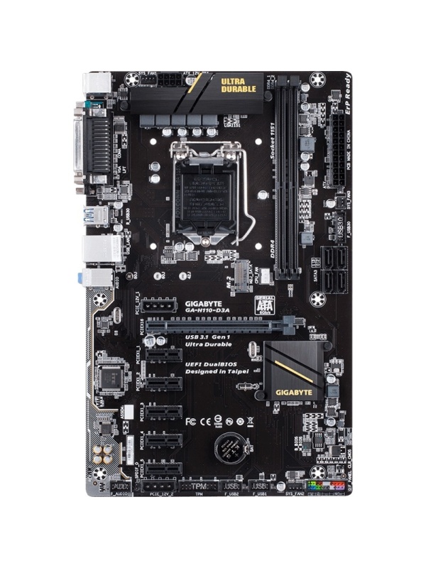 Placa de baza GIGABYTE GA-H110-D3A, DDR4, LGA1151, ATX, Bulk, Refurbished