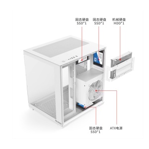 Carcasa Pro Gaming Ambra White, Cube Tower, M-ATX, fara sursa, 5x ARGB FAN, Controller ARGB - Img 2