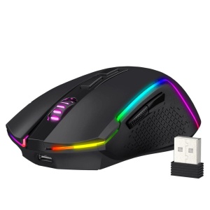 Mouse gaming wireless si bluetooth Redragon Trident RGB negru iluminare RGB - Img 2