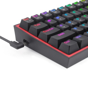 Tastatura gaming mecanica Redragon Fizz neagra iluminare RGB switch-uri rosii - Img 6
