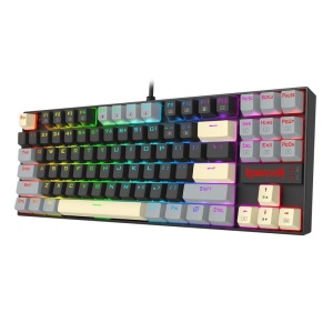 Tastatura gaming mecanica Redragon Kumara neagra cu gri iluminare RGB switch-uri rosii - Img 6