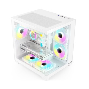 Carcasa Pro Gaming Ambra White, Cube Tower, M-ATX, fara sursa, 5x ARGB FAN, Controller ARGB - Img 4