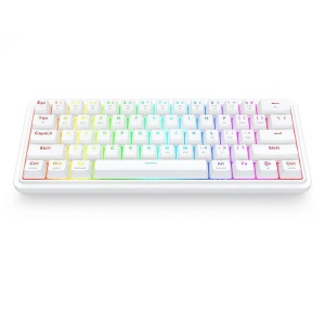 Tastatura Bluetooth si cu fir gaming mecanica Redragon Draconic V2 Pro alba iluminare RGB - Img 2