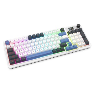 Tastatura gaming mecanica Bluetooth cu si fara fir Redragon Galatin Pro alba cu albastru iluminare RGB - Img 2