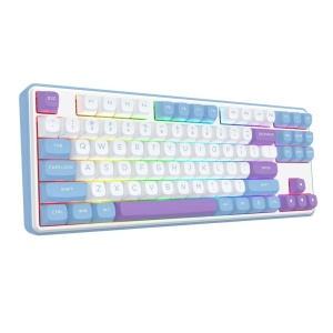 Tastatura gaming mecanica Bluetooth cu si fara fir Redragon Star Blade Pro alba cu mov - Img 2