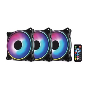 Set 3 Ventilatoare Carcasa 120 x 120 mm Pro Gaming ARGB , controller, telecomanda, - Img 1
