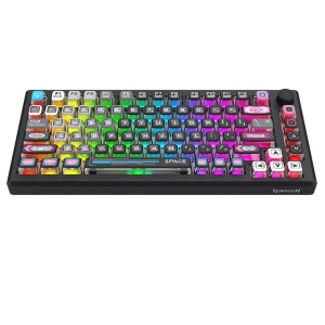 Tastatura gaming mecanica Bluetooth cu si fara fir Redragon Uranus Pro 82 neagra iluminare RGB - Img 6