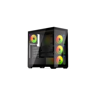 Exo, MiddleTower, ATX, cu 4 ventilatoare incluse 120 mm RGB, Negru
