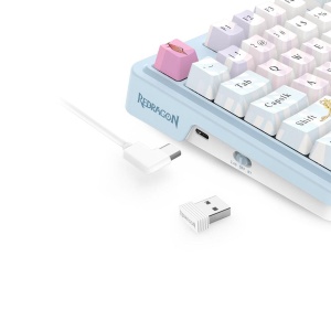 Tastatura gaming mecanica Bluetooth cu si fara fir Redragon Antonium Pro Anime bluemarin iluminare RGB - Img 6