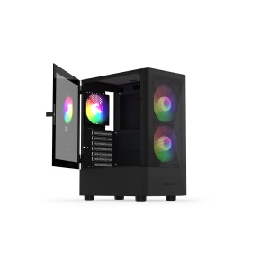 Vako RGB, MiddleTower, ATX, cu 3 ventilatoare incluse RGB, Negru - Img 3