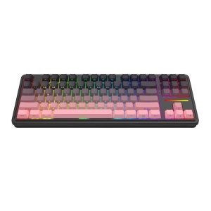 Tastatura gaming mecanica Bluetooth cu si fara fir Redragon Antonium Pro neagra cu roz iluminare RGB - Img 7
