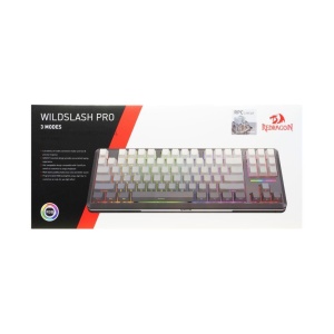 Tastatura gaming mecanica Bluetooth cu si fara fir Redragon Wildslash Pro neagra cu gri degrade iluminare RGB - Img 3