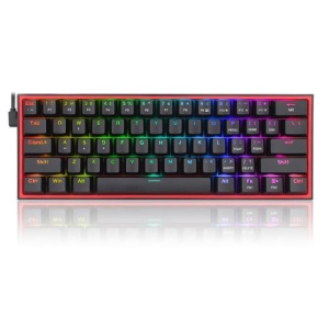 Tastatura gaming mecanica Redragon Fizz neagra iluminare RGB switch-uri rosii