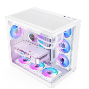 Carcasa Pro Gaming ELITE White, Cube Tower, ATX, fara sursa, 7x ARGB FAN, Controller ARGB - Img 3