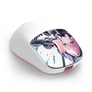 Mouse gaming Bluetooth cu si fara fir Redragon Klyamoor Pro Standard Anime alb cu roz - Img 3