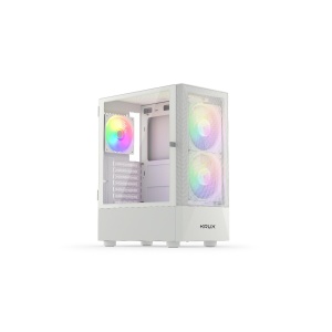 Vako RGB, MiddleTower, ATX, cu 3 ventilatoare incluse RGB, Alb