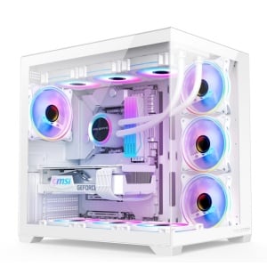 Carcasa Pro Gaming ELITE White, Cube Tower, ATX, fara sursa, 7x ARGB FAN, Controller ARGB - Img 1