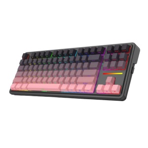 Tastatura gaming mecanica Bluetooth cu si fara fir Redragon Antonium Pro neagra cu roz iluminare RGB - Img 2
