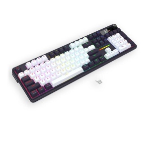 Tastatura gaming mecanica Bluetooth cu si fara fir Redragon Terraflare Pro neagra cu alb iluminare RGB - Img 2