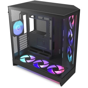 H9 Flow RGB+ (2025), Dual-Chamber, Mid-Tower, Control Hub, Negru - Img 2