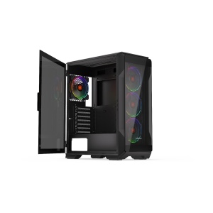 Heko, MiddleTower, ATX, cu 4 ventilatoare incluse 120 mm ARGB, Negru - Img 3