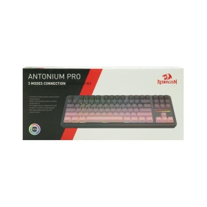 Tastatura gaming mecanica Bluetooth cu si fara fir Redragon Antonium Pro neagra cu roz iluminare RGB - Img 3