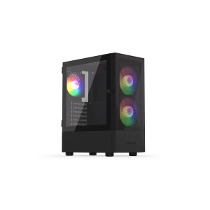 Vako RGB, MiddleTower, ATX, cu 3 ventilatoare incluse RGB, Negru