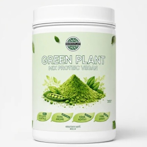 Green Plant - Mix Proteic Vegan (500 g) supliment premium cu 11 ingrediente bio, 100% vegetale, pentru vitalitate și energie