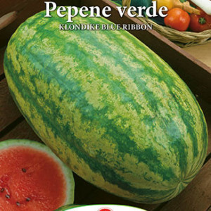 Pepene verde Klondike Blue Ribbon (2 g), seminte soi pepene rosu oval, miez dulce, zemos, Prima Sementi - Img 2