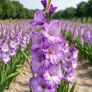 Gladiole Duo Lilac & Pink (10 bulbi) gladiole flori mari, amestec de doua culori, violet si roz somon, Kertimag - Img 3