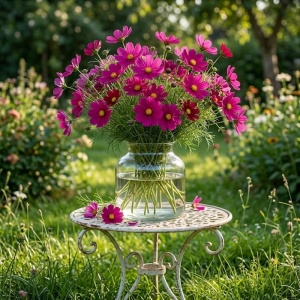 Buchet în vază de Mărărițe Cosmos Sensation Dazzler