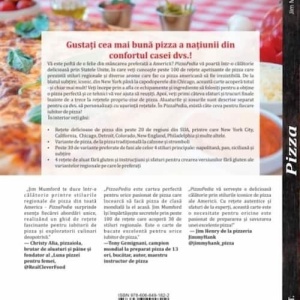 Carte de bucate Pizza. Rețete preferate din toată America, copertă spate și pagini ilustrate color.