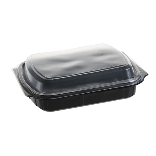 Caserole meniu 1 compartiment , PP, negru + Capac PP, transparent FT296 H40 , 236×205 mm, 50 buc/set