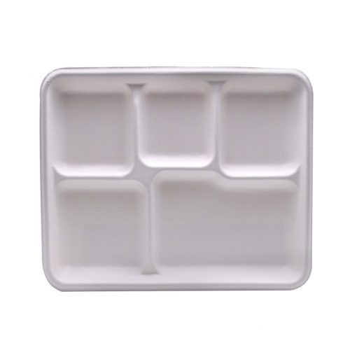 Tava biodegradabila cu 5 compartimente T009, 50 buc/set