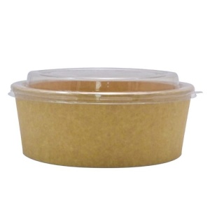 Caserole bol pentru salata, din carton KRAFT cu capac transparent, 1000 Gr, 50 buc/set