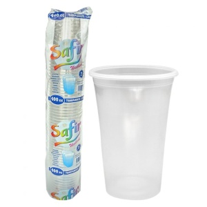 Pahare 400 cc PP transparente, D95 mm, h124 mm, 50 buc